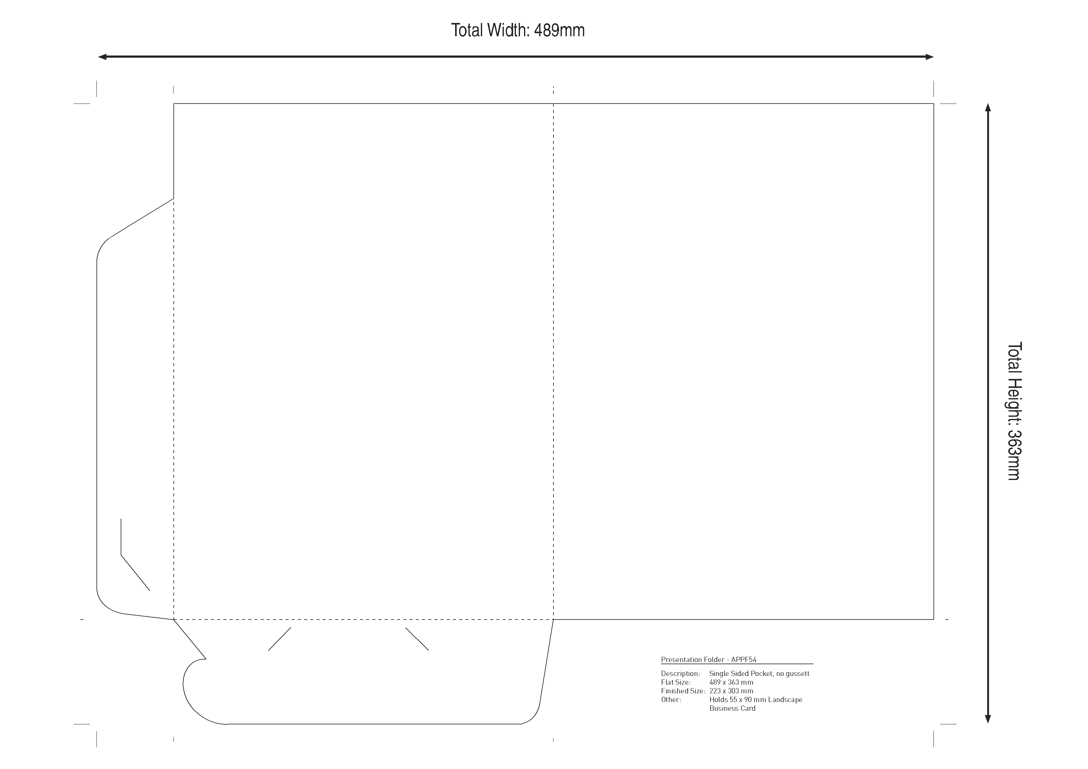 Presentation Folder: no gusset landscape business card