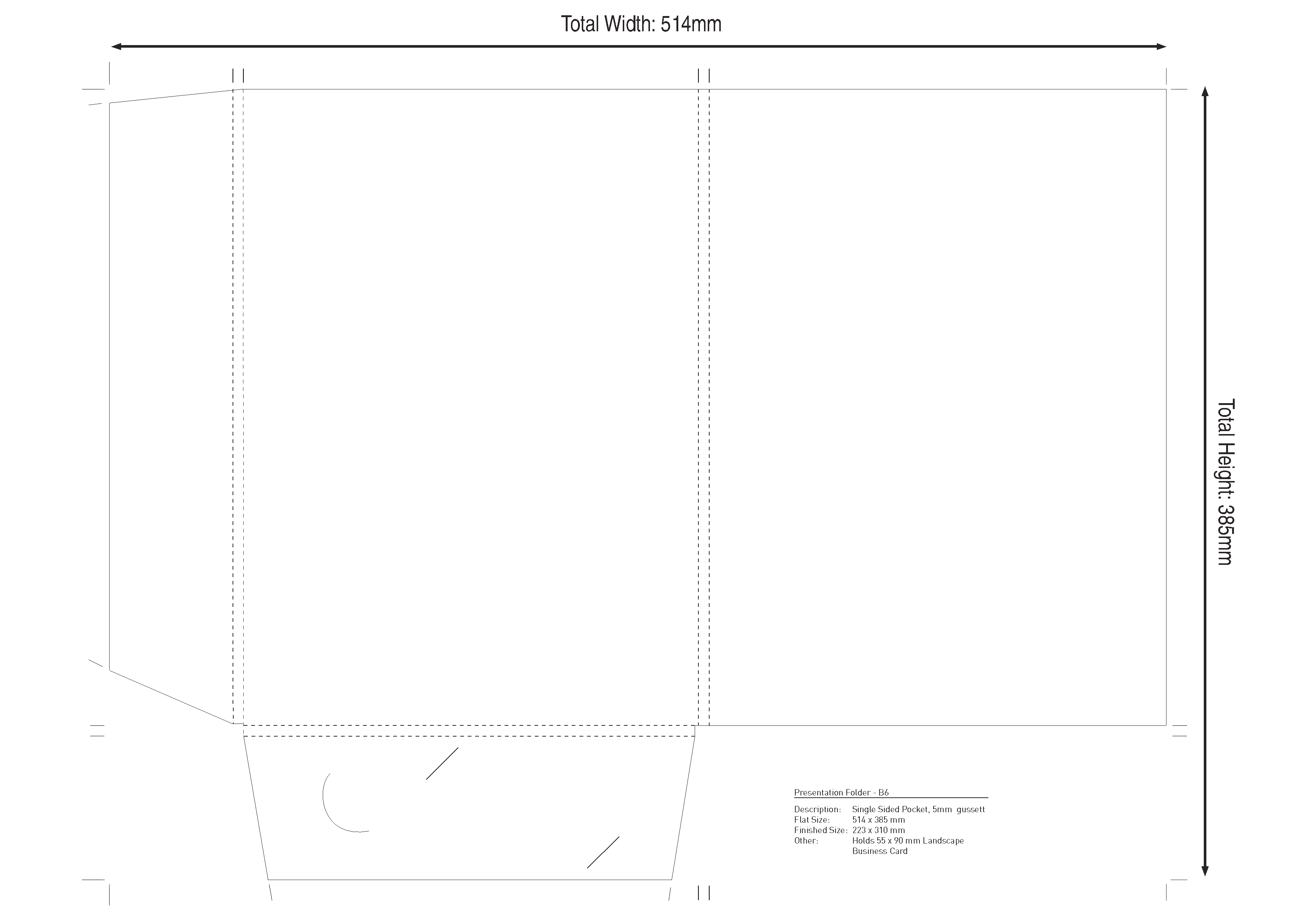 Presentation Folder: 5mm gusset landscape business card