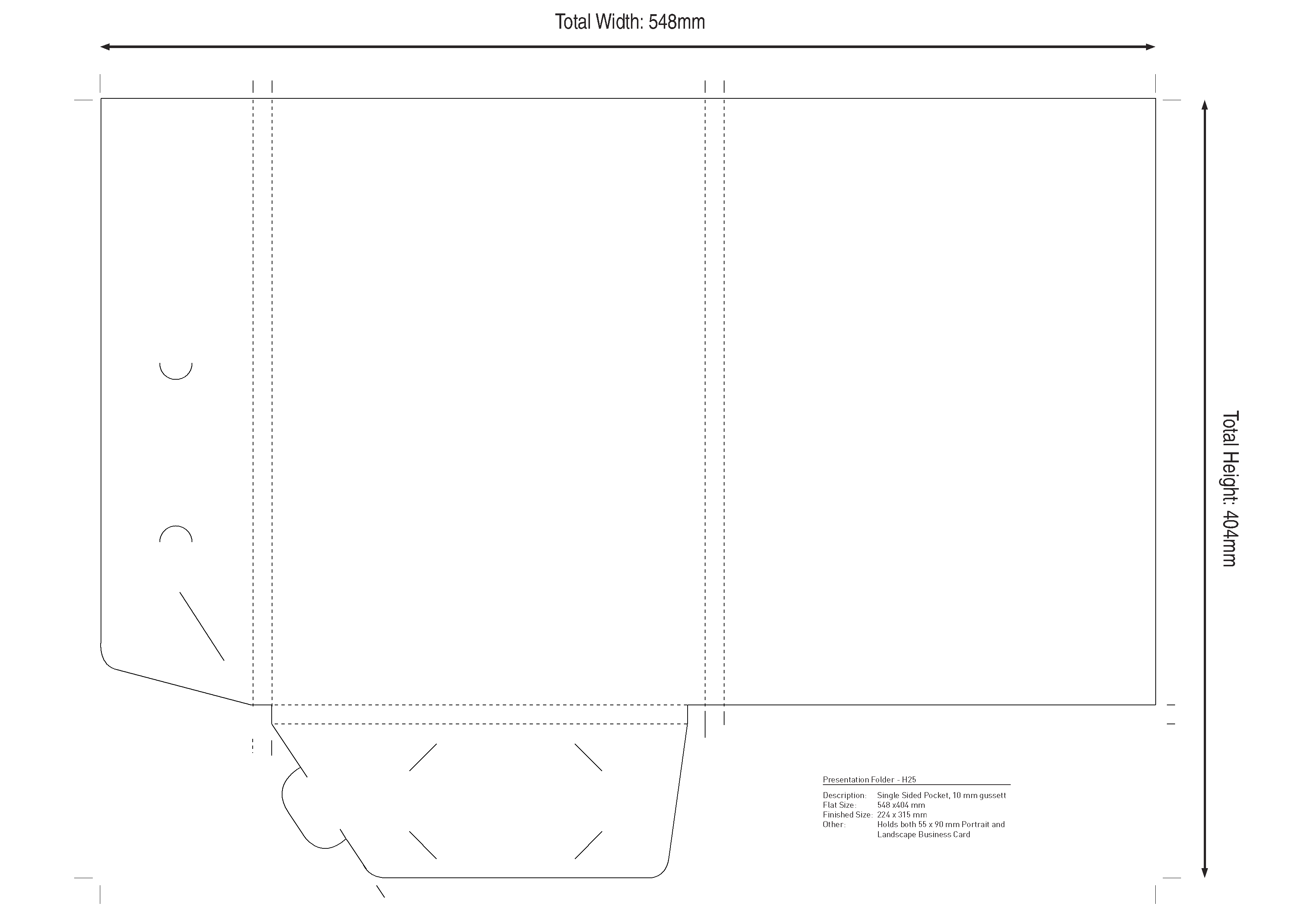 Presentation Folder: 10mm gusset Landscape & Portrait business card
