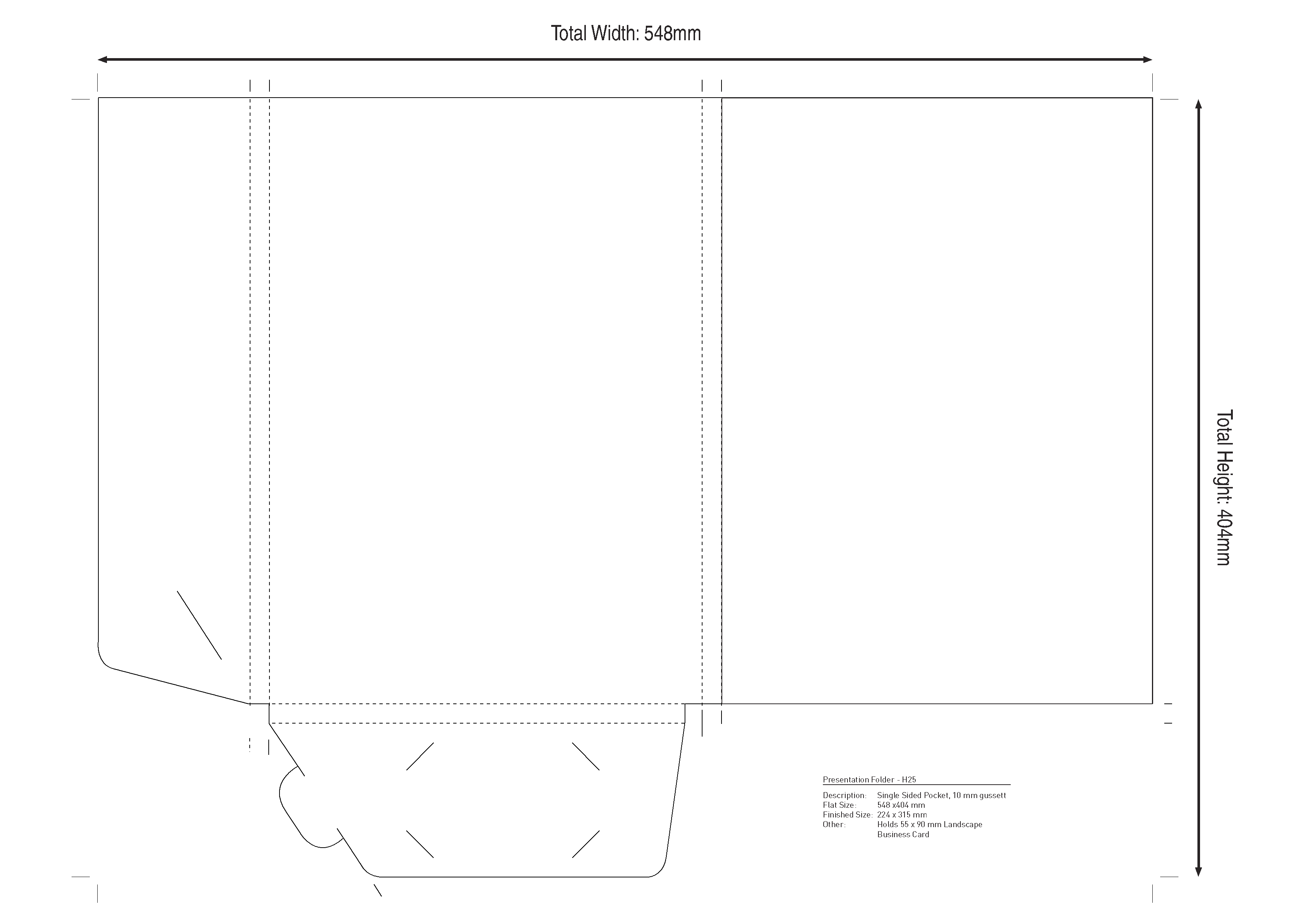 Presentation Folder: 10mm gusset Landscape business card