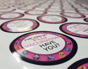 Vinyl stickers for flu vaccination