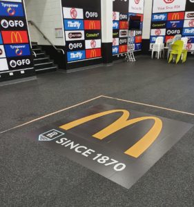 Floor decal & vinyl sticker for Port Adelaide Football Club change rooms