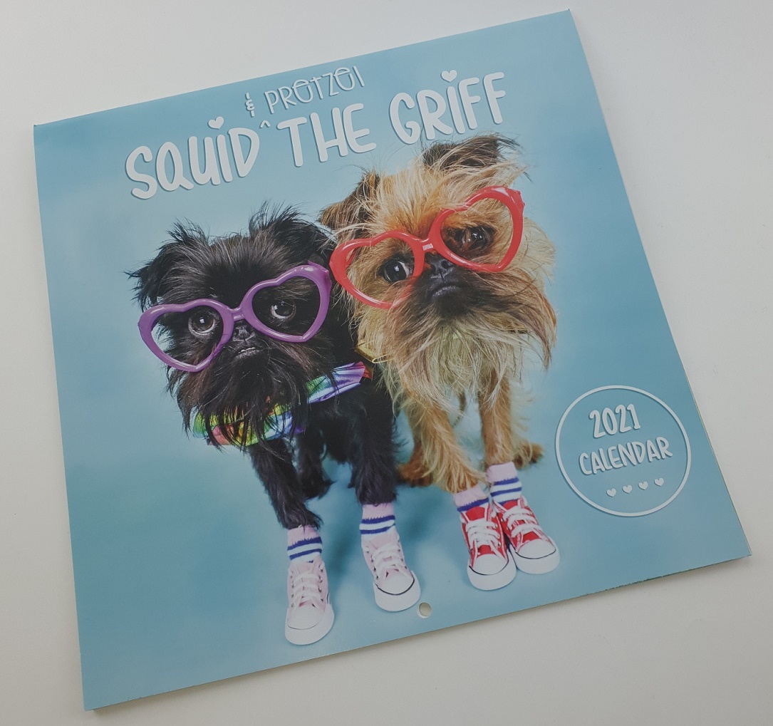 Promotional 2021 calendar for Squid the Griff & Pretzel.