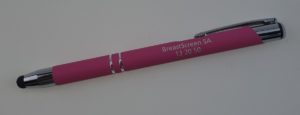 Branded promotional stylus pens for Breast Screen SA.