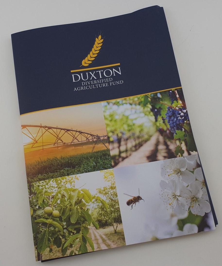 Presentation folder produced by Bowden Print Group for Duxton.