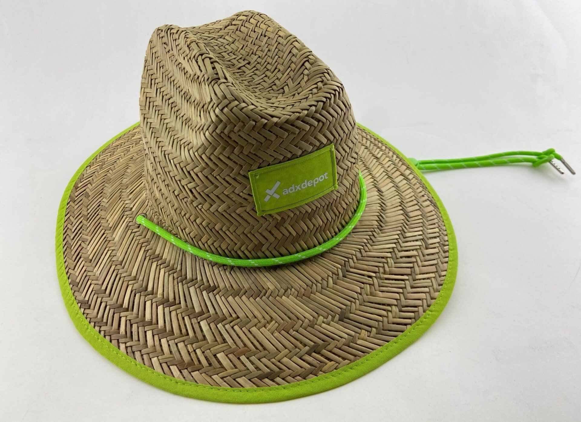 Classic wide brim straw hat promotional product.