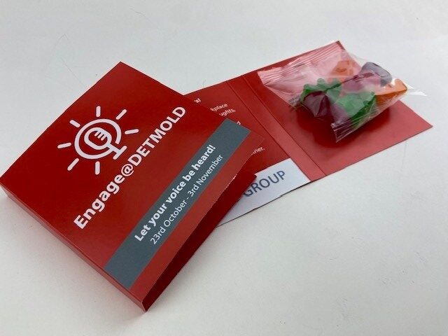 Promotional product lolly mini folder.